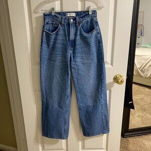 Abercrombie & Fitch High-Rise Straight-Leg Jeans in Medium Blue